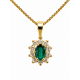 Pre Owned 18ct Emerald and Diamond Pendant and Chain ZC21